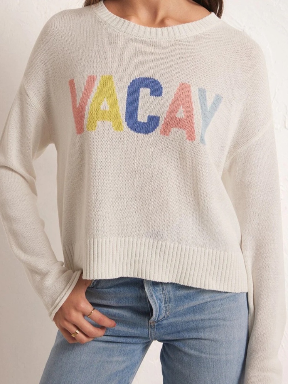 Z Supply Sienna Colorful Vacay Sweater White